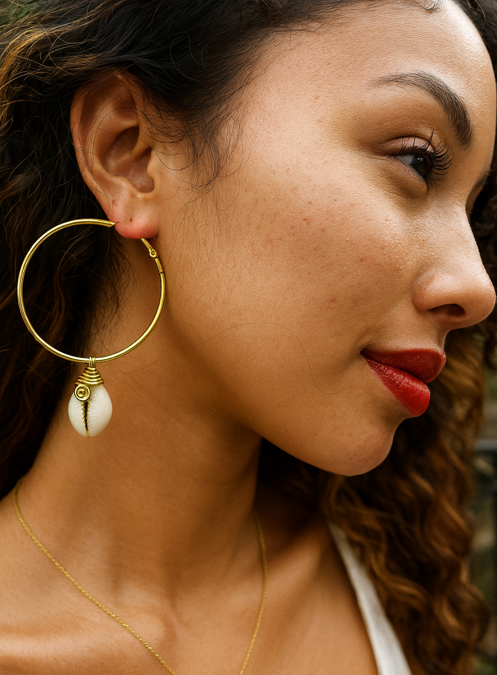 Boucles d'Oreilles  Créoles Cauris